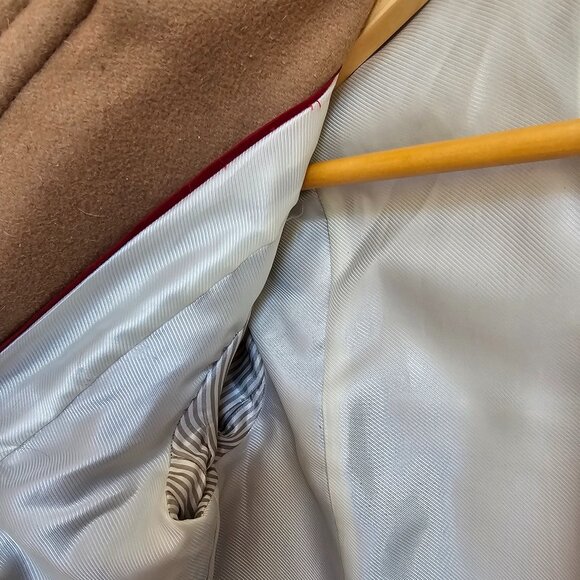 Banana Republic Camel Wool Toggle Coat Overcoat With Leather Accents Size XS - Picture 8 of 12